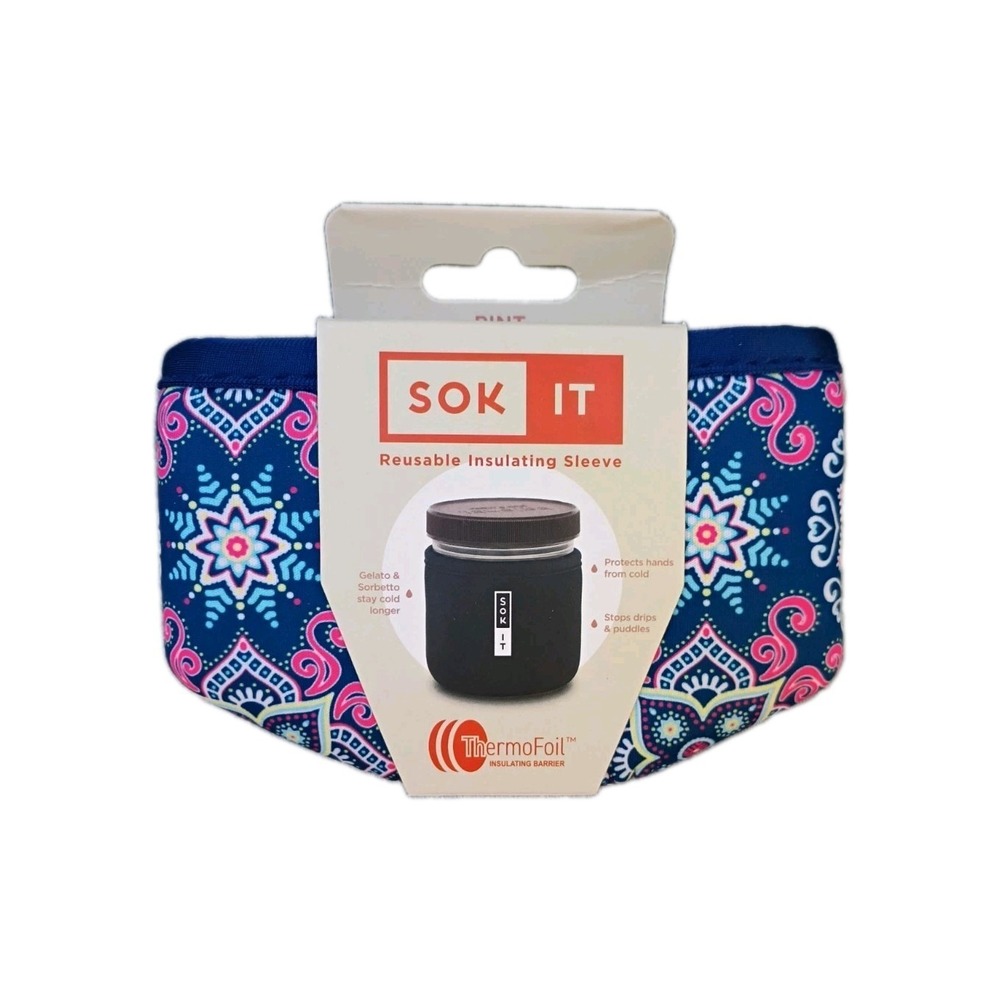 Sok-It Insulated Neoprene Pint Cooler Sleeve 16oz Floral Burst ICS-X037-TOP-L03
